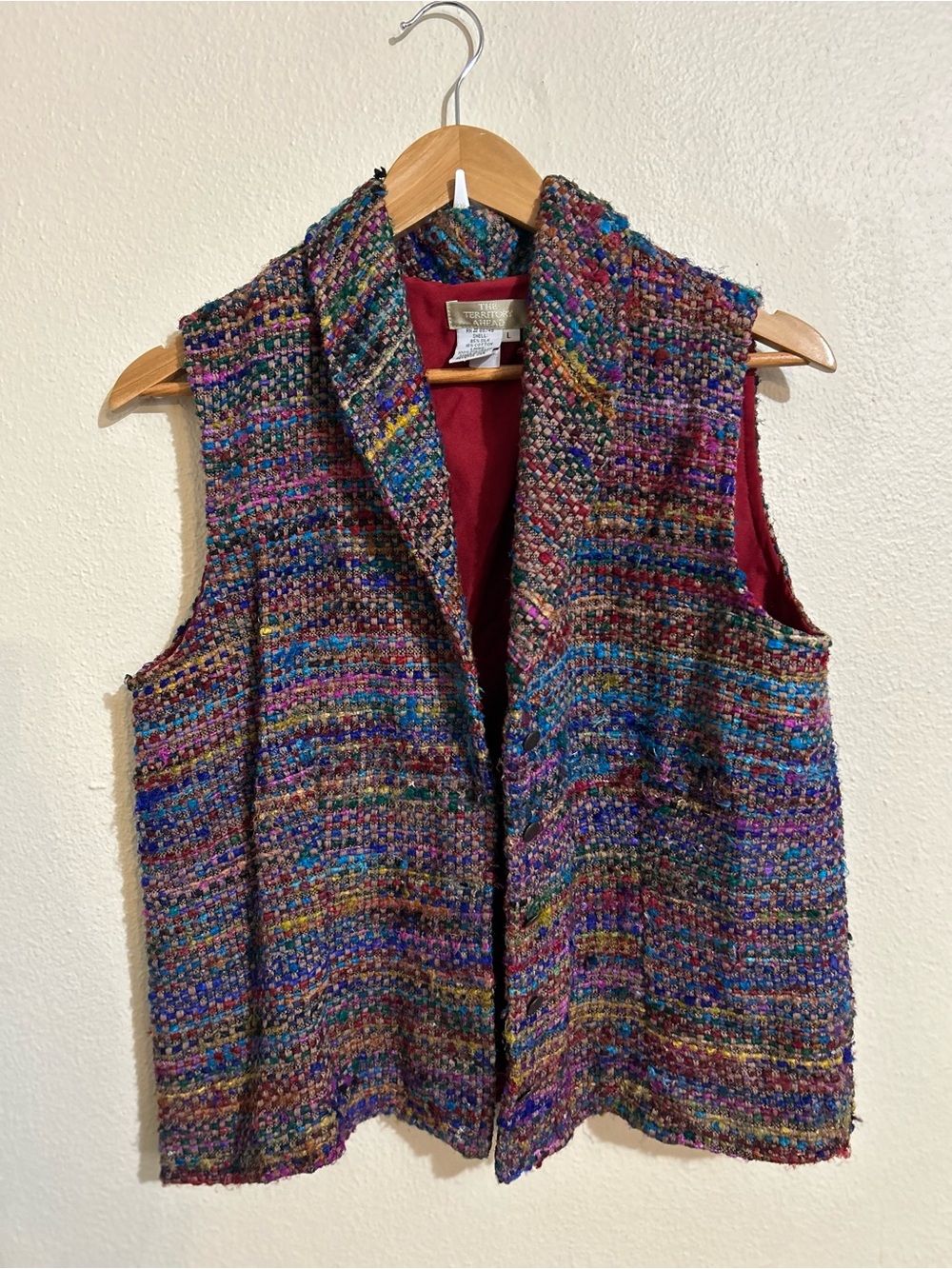 The Territory Ahead Multicolor Boho Sleeveless Vest Jewel Tones Silk Cotton